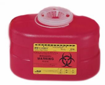 Sharps Container BD™ 5-3/10 H X 9-1/10 W X 5 D Inch 3.3 Quart Red Base / Translucent Lid Vertical Entry Hinged Snap On Lid (1/EA 24/CS) by BD  ID 305488